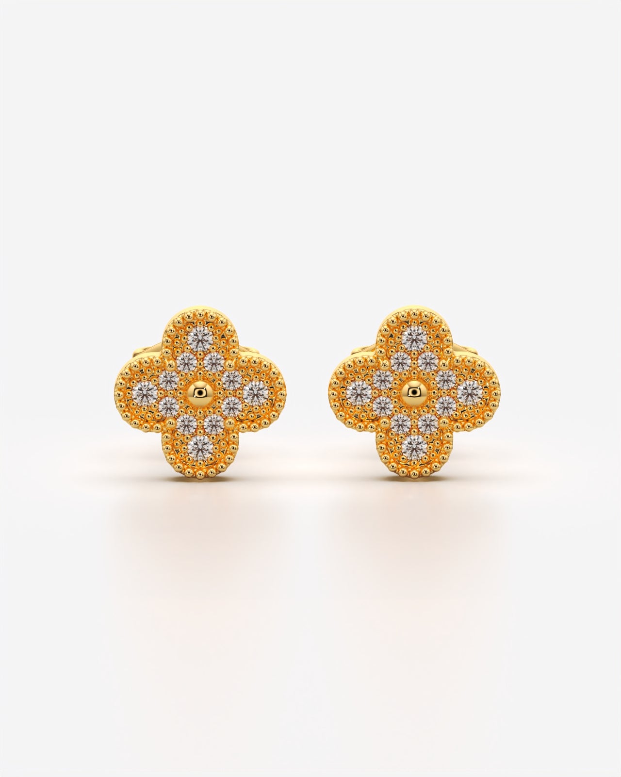 Pave Clover Stud Earrings