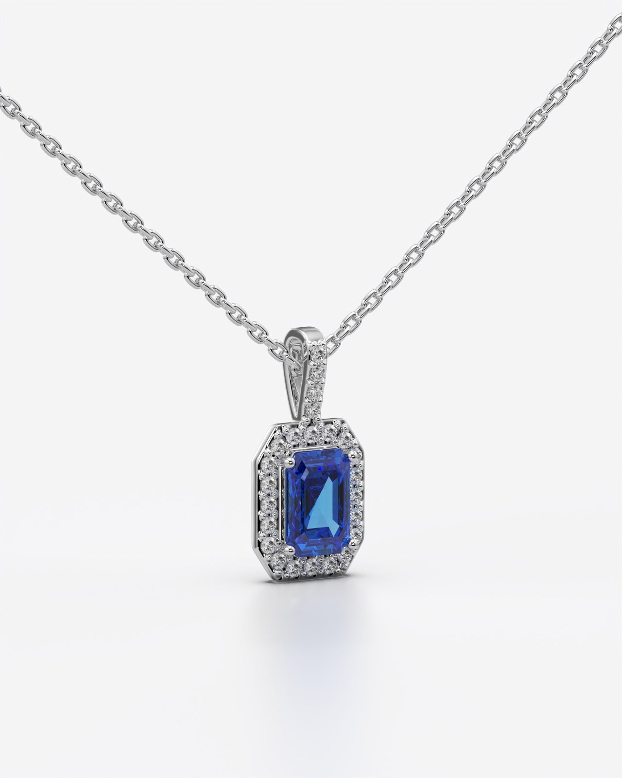 Blue Emerald Cut Pendant