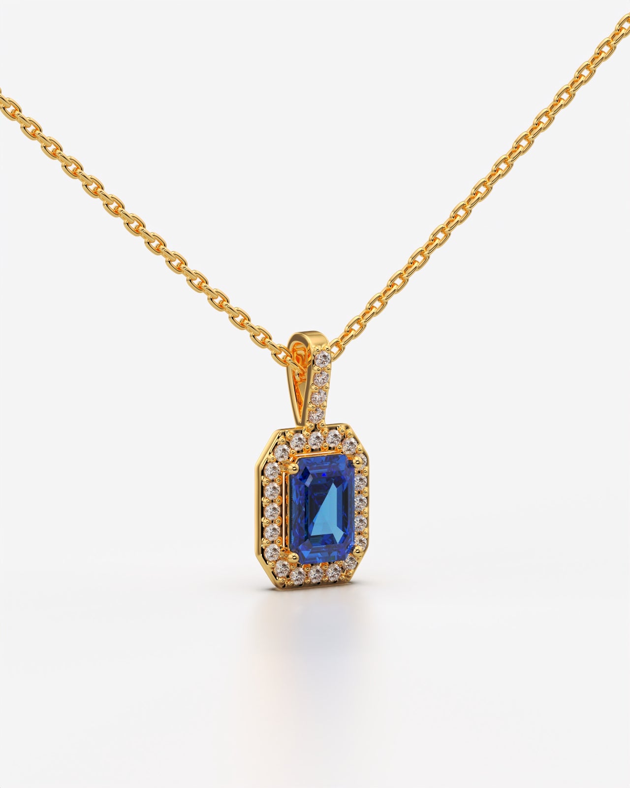 Blue Emerald Cut Pendant
