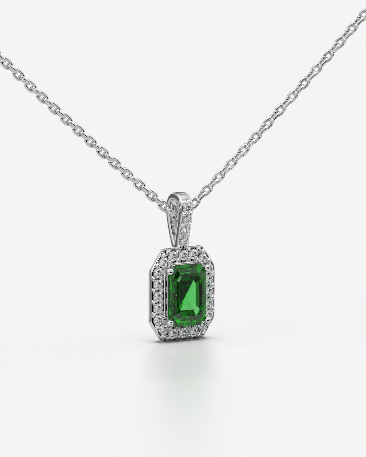 Green Emerald Cut Pendant