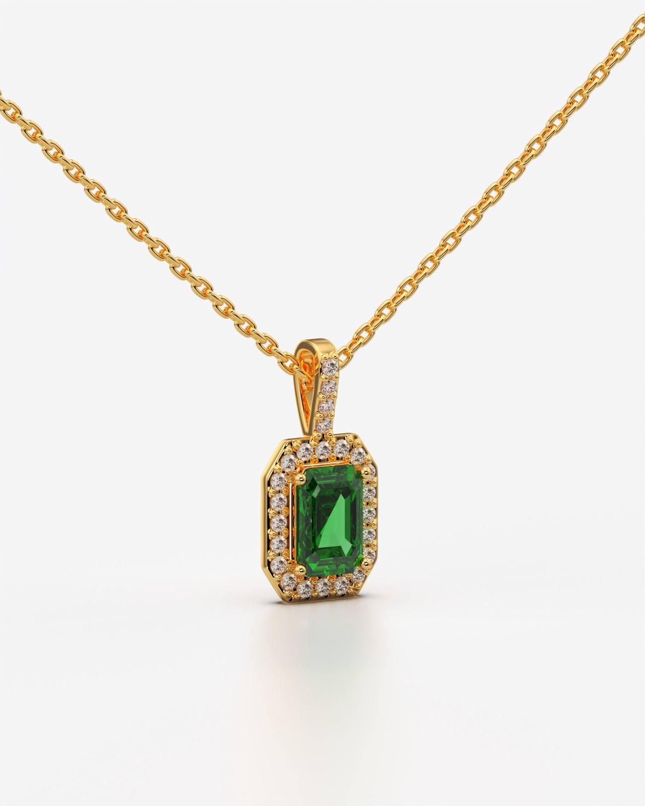 Green Emerald Cut Pendant