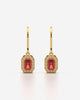 Red Emerald Cut Drop Earrings