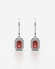 Red Emerald Cut Drop Earrings