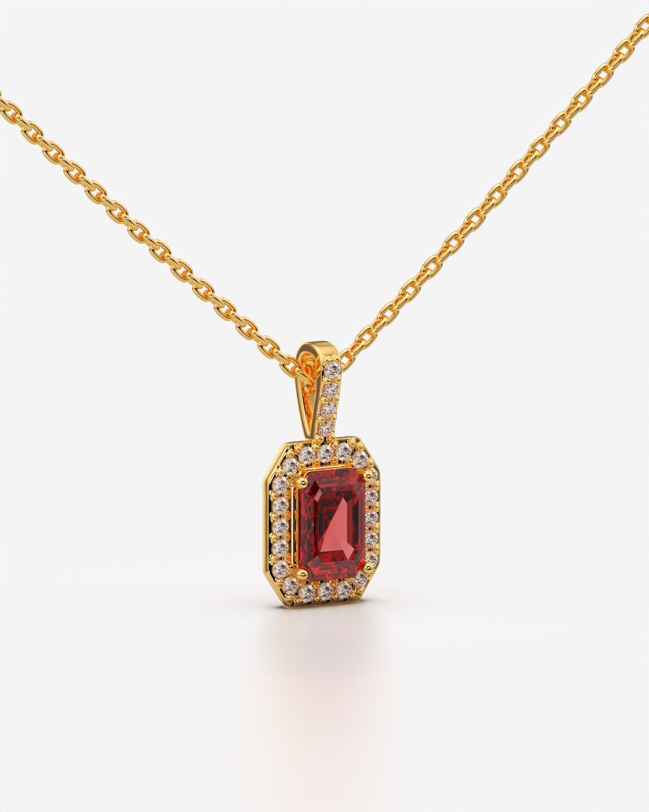 Red Emerald Cut Pendant