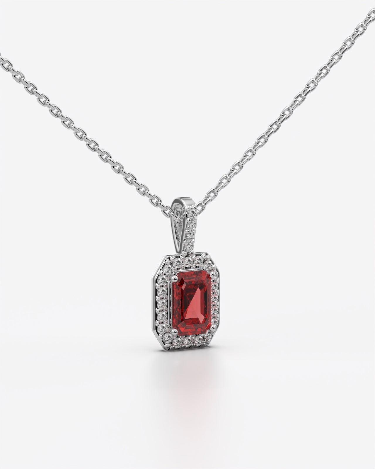 Red Emerald Cut Pendant