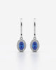 Blue Oval Halo Drop Earrings