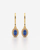 Blue Oval Halo Drop Earrings