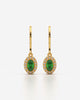 Green Oval Halo Drop Earrings