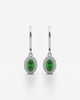 Green Oval Halo Drop Earrings