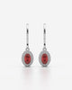 Red Oval Halo Drop Earrings