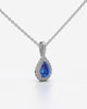 Blue Pear Halo Drop Pendant