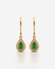 Green Pear Halo Drop Earrings