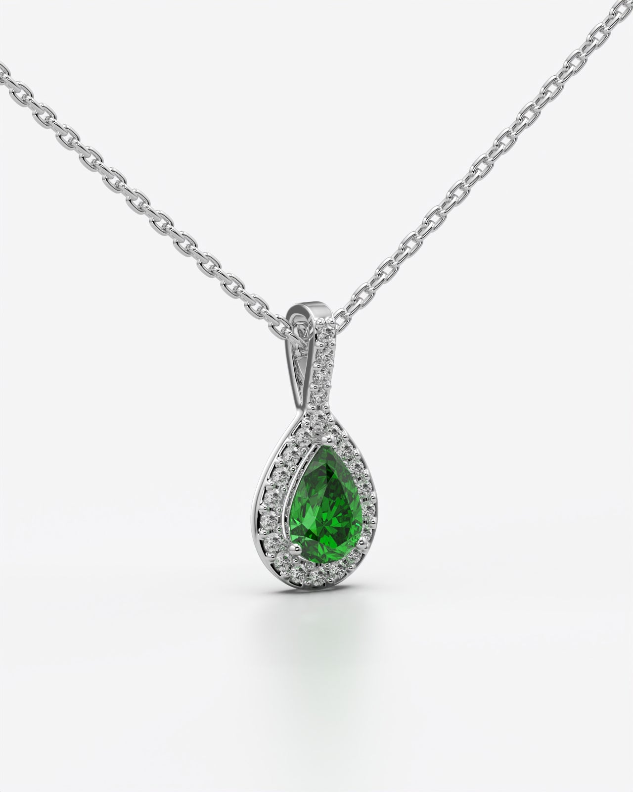 Green Pear Halo Drop Pendant