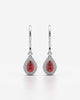 Red Pear Halo Drop Earrings