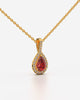 Red Pear Halo Drop Pendant