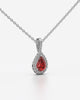 Red Pear Halo Drop Pendant