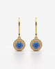 Blue Round Halo Drop Earrings