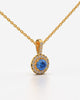 Blue Round Halo Drop Pendant