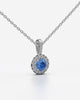 Blue Round Halo Drop Pendant