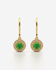 Green Round Halo Drop Earrings