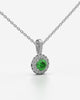 Green Round Halo Drop Pendant