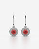 Red Round Halo Drop Earrings