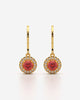 Red Round Halo Drop Earrings