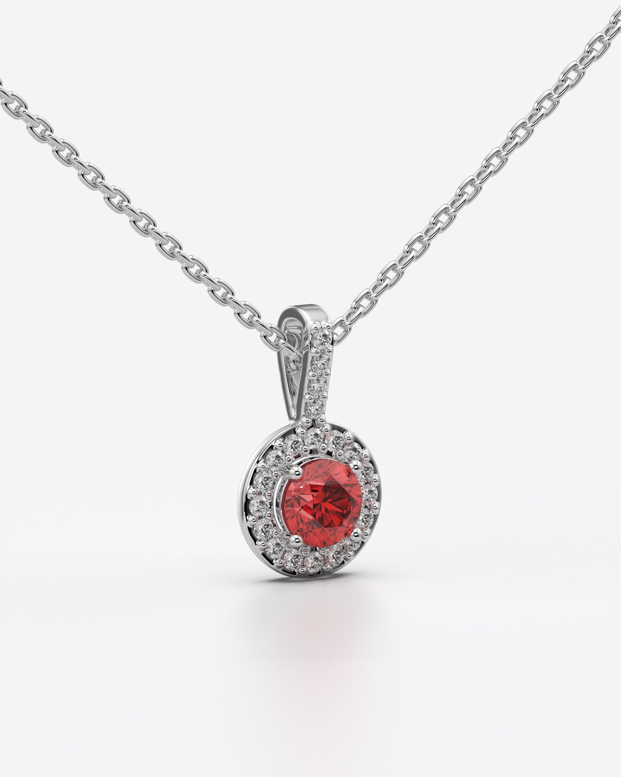 Red Round Halo Drop Pendant