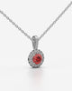 Red Round Halo Drop Pendant