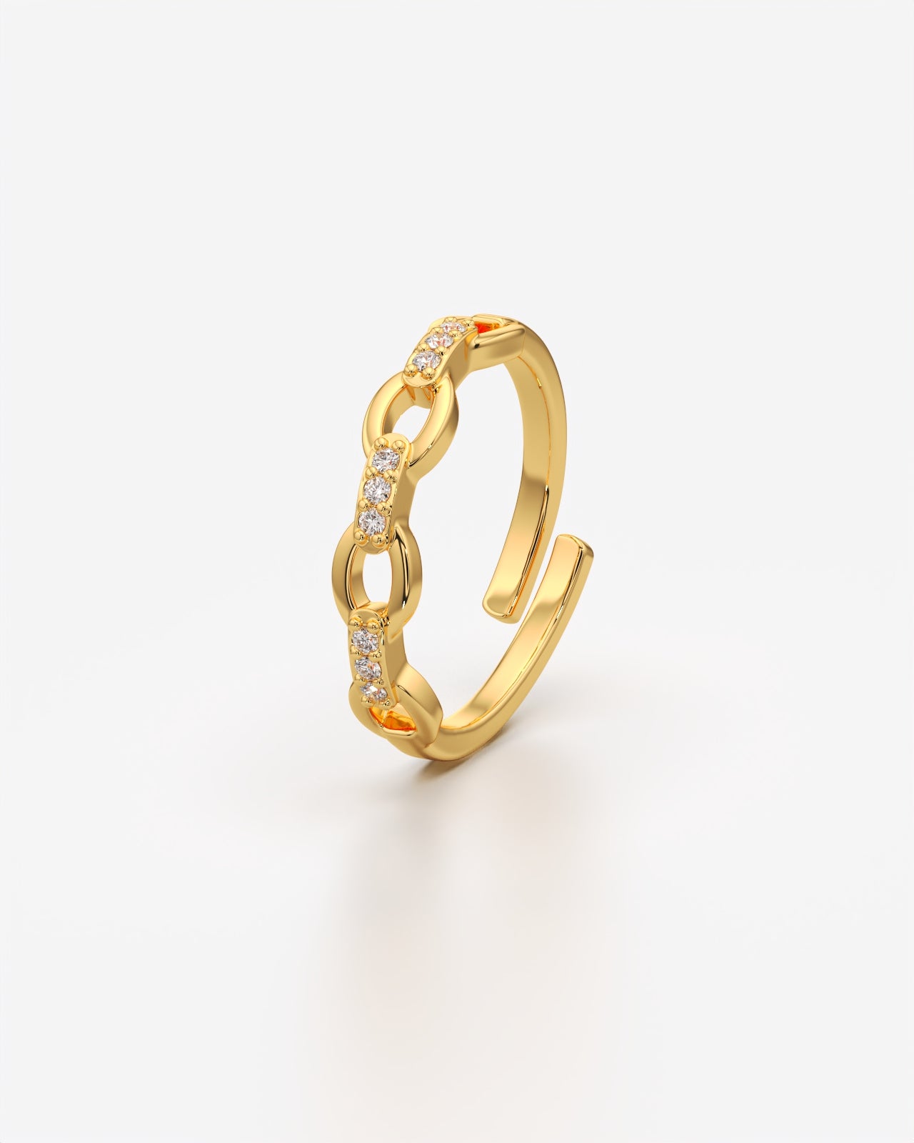 Sparkling Chain Link Adjustable Statement Ring
