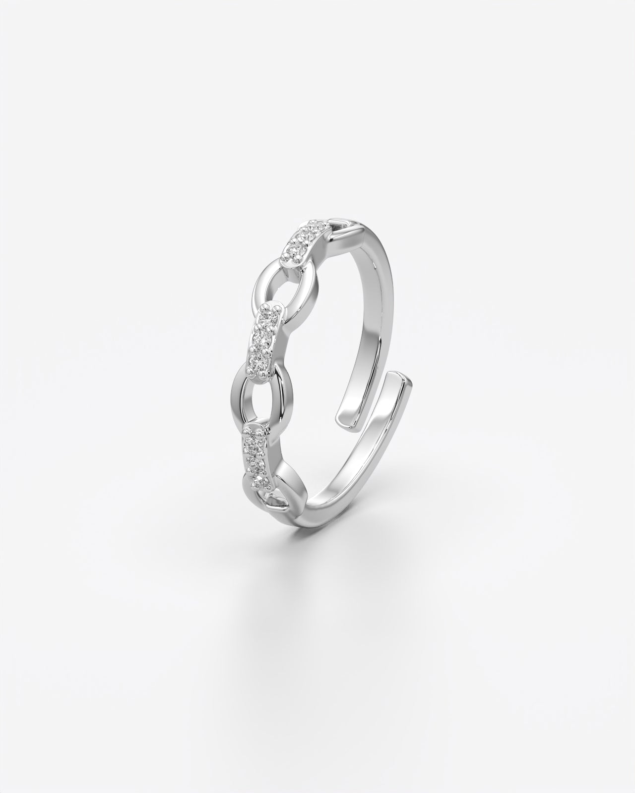 Sparkling Chain Link Adjustable Statement Ring