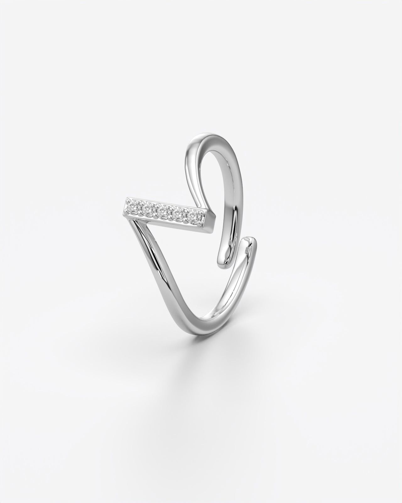 Elegant Heartbeat Open Ring with Crystals