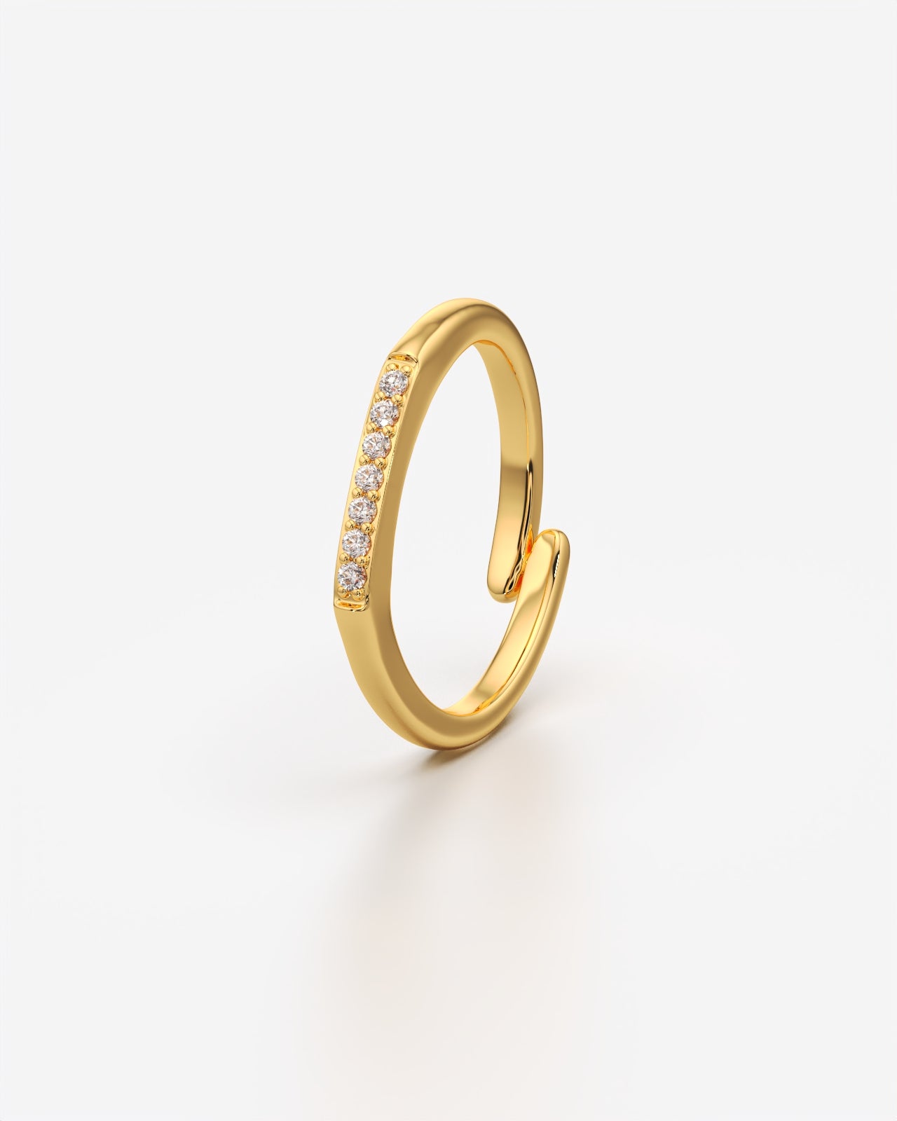 Elegant Open Band Ring with Pave Stones