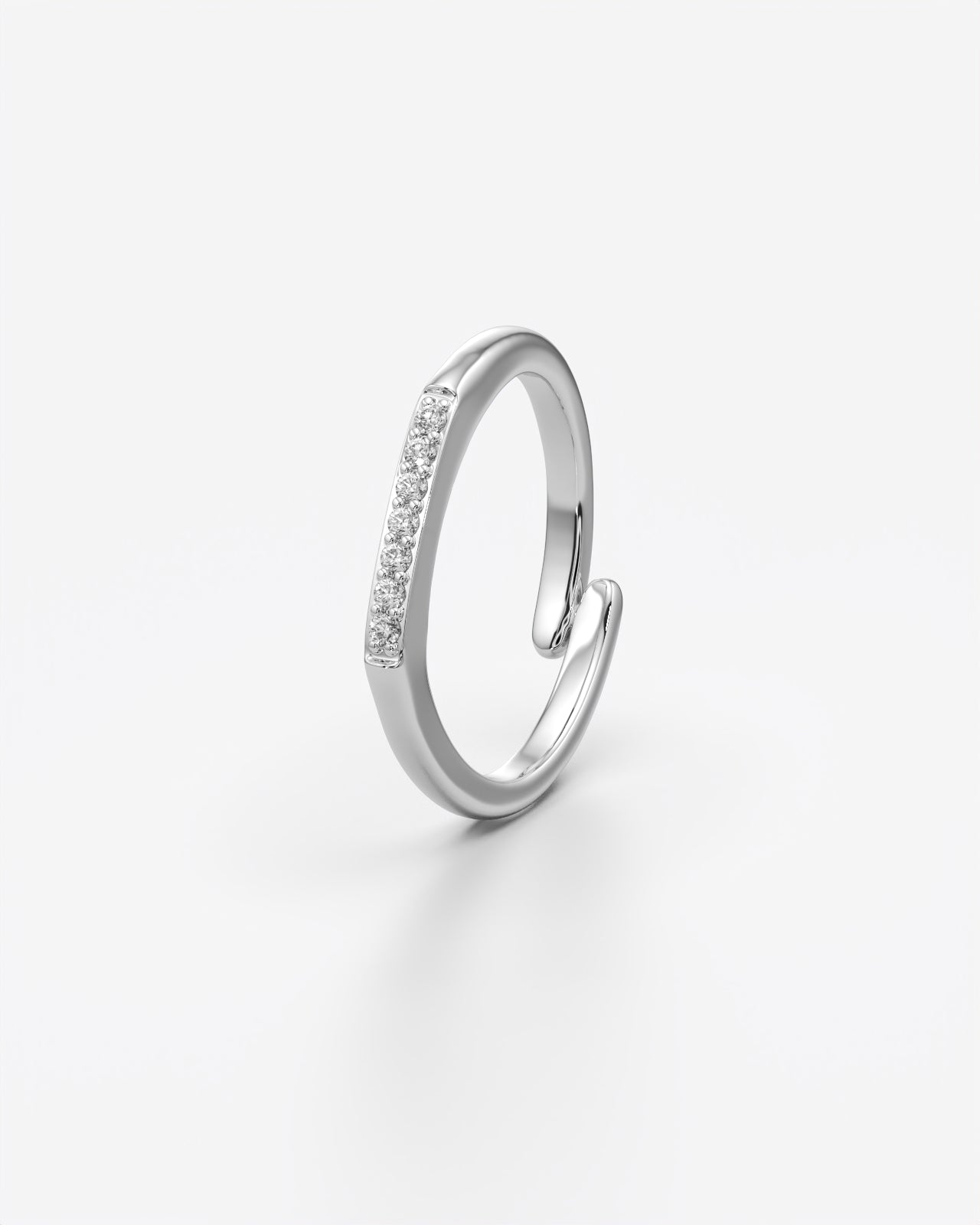 Elegant Open Band Ring with Pave Stones