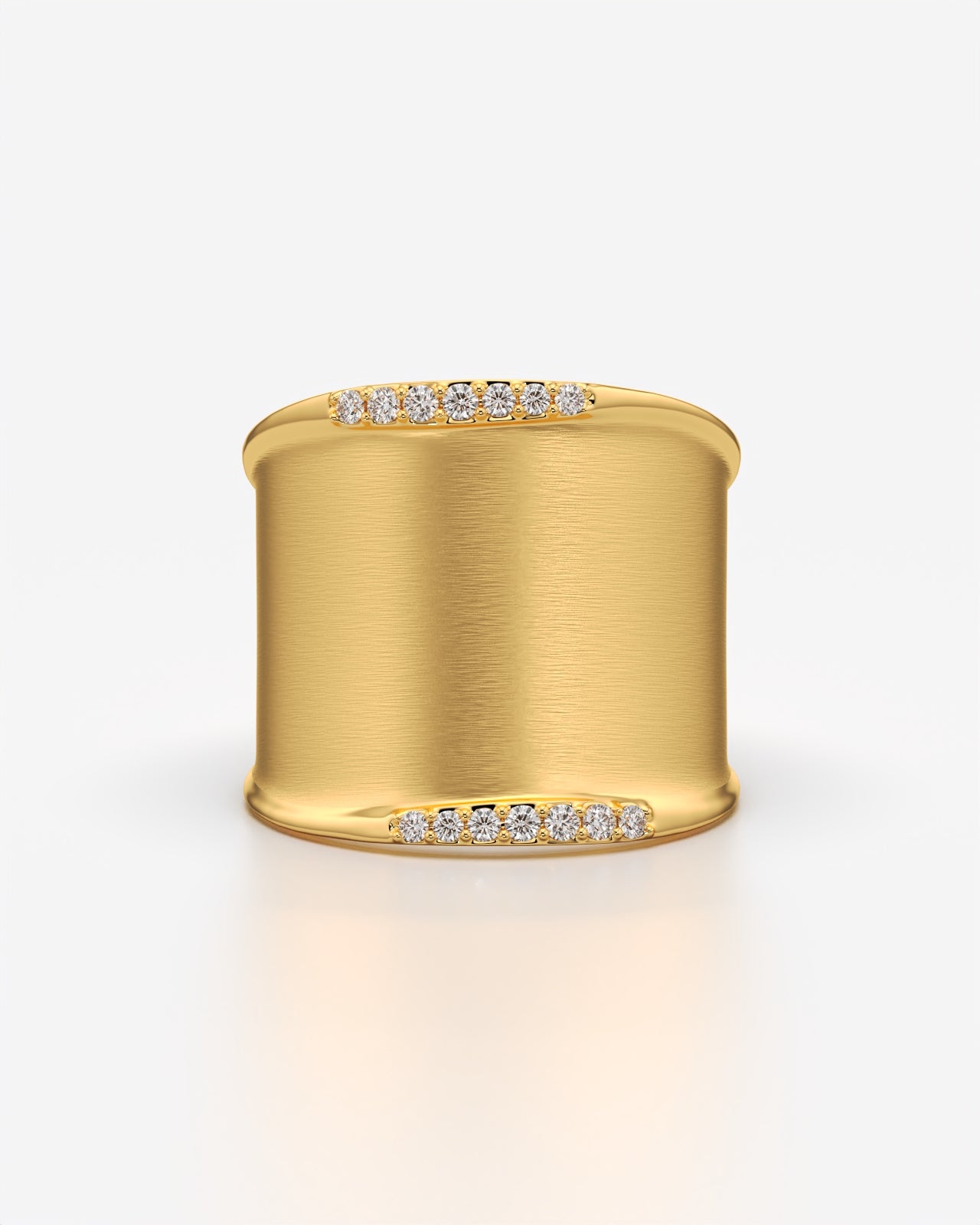 Brushed Wide Band Ring with Diamond Accents