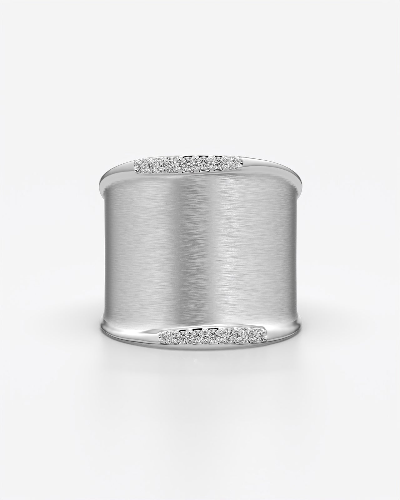 Brushed Wide Band Ring with Diamond Accents