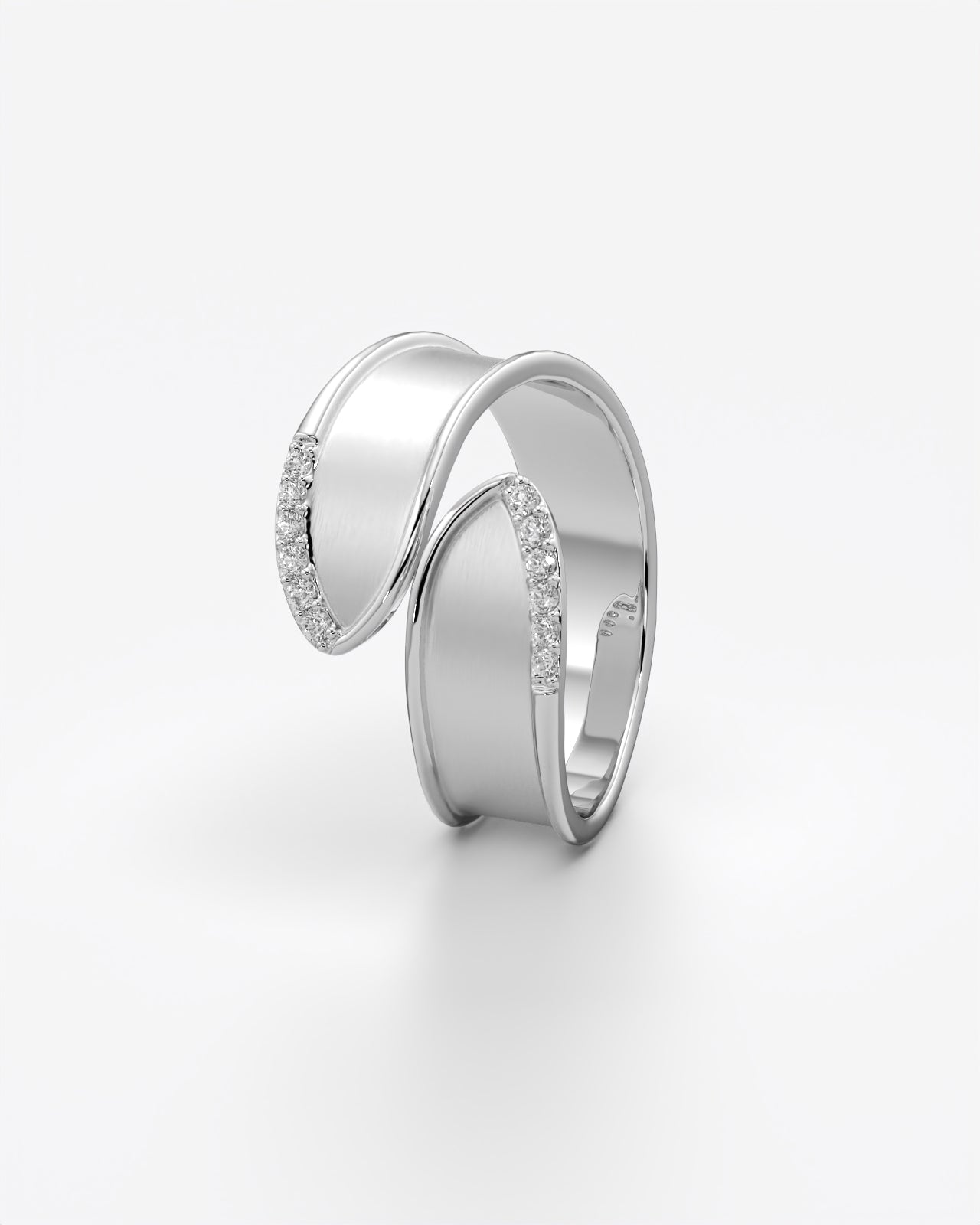 Brushed Bypass Ring with Sparkling Stone Accents