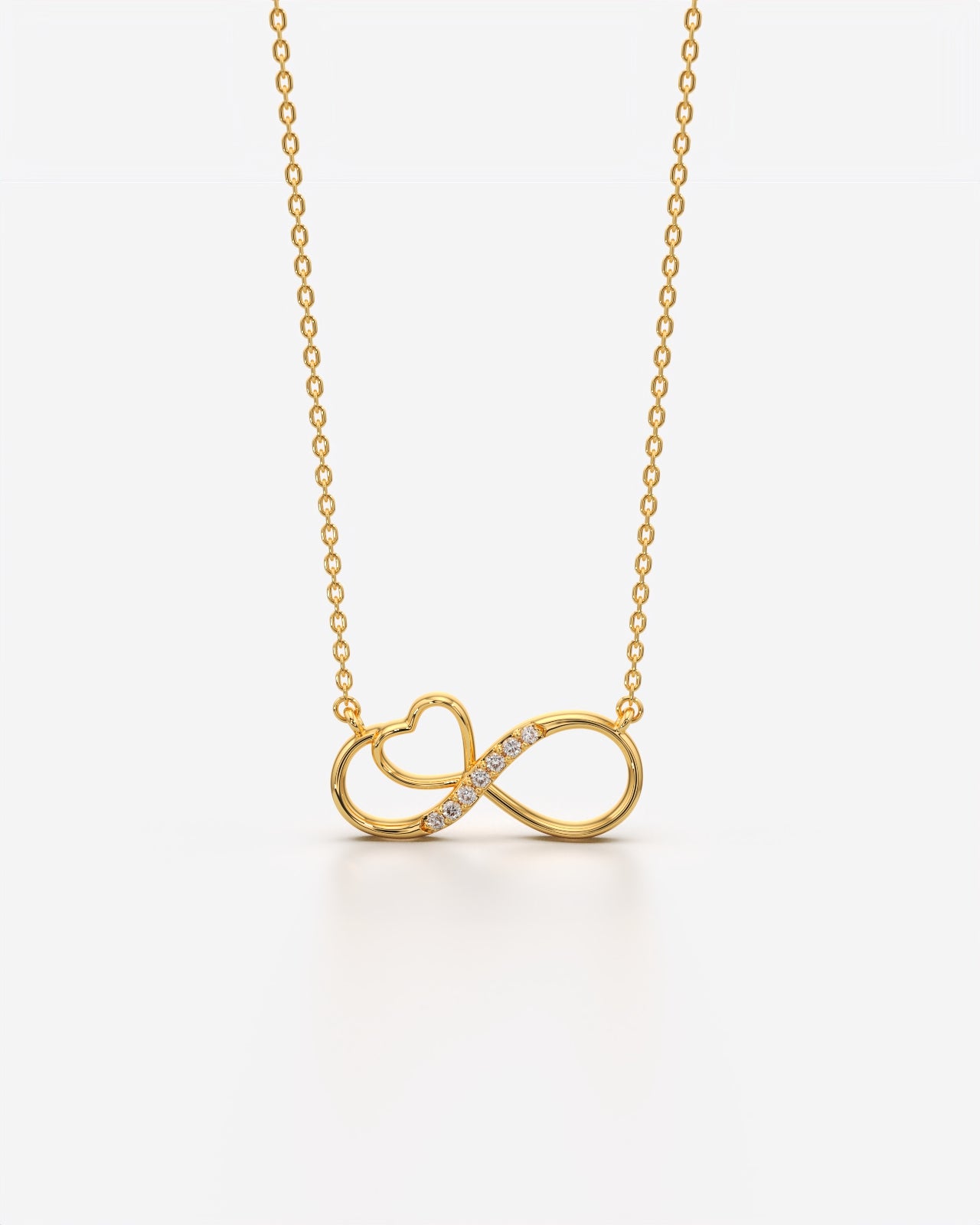 Infinity Heart Pendant Necklace with Crystal Accents