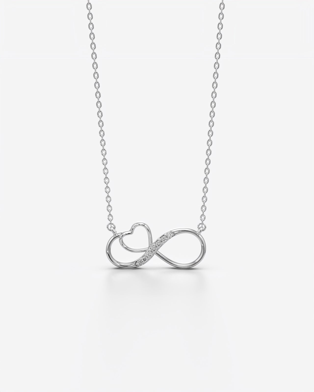 Infinity Heart Pendant Necklace with Crystal Accents