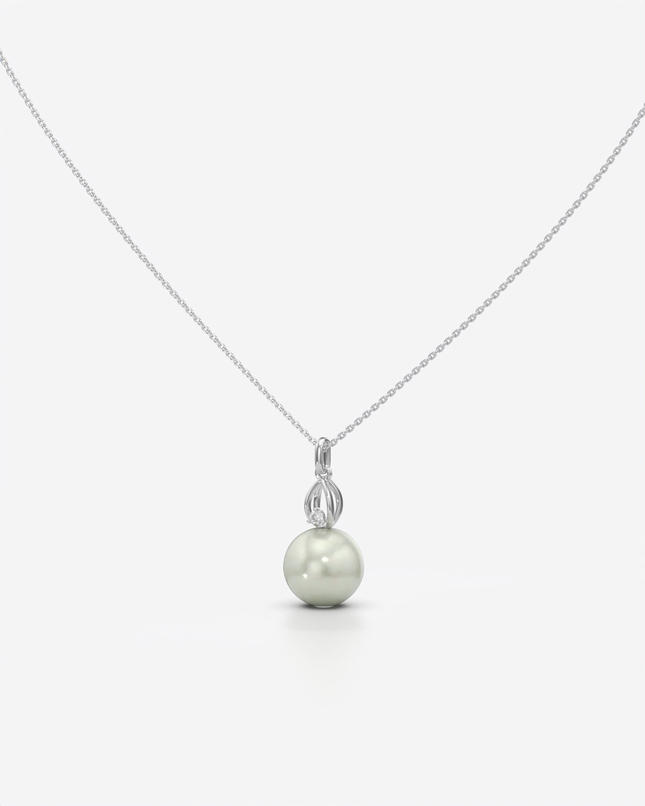 Luminous Pearl Pendant with Diamond Accent Necklace