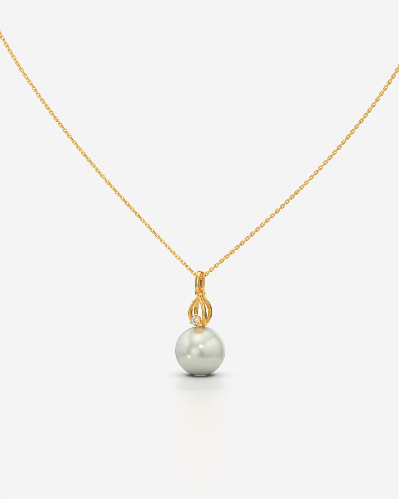 Luminous Pearl Pendant with Diamond Accent Necklace