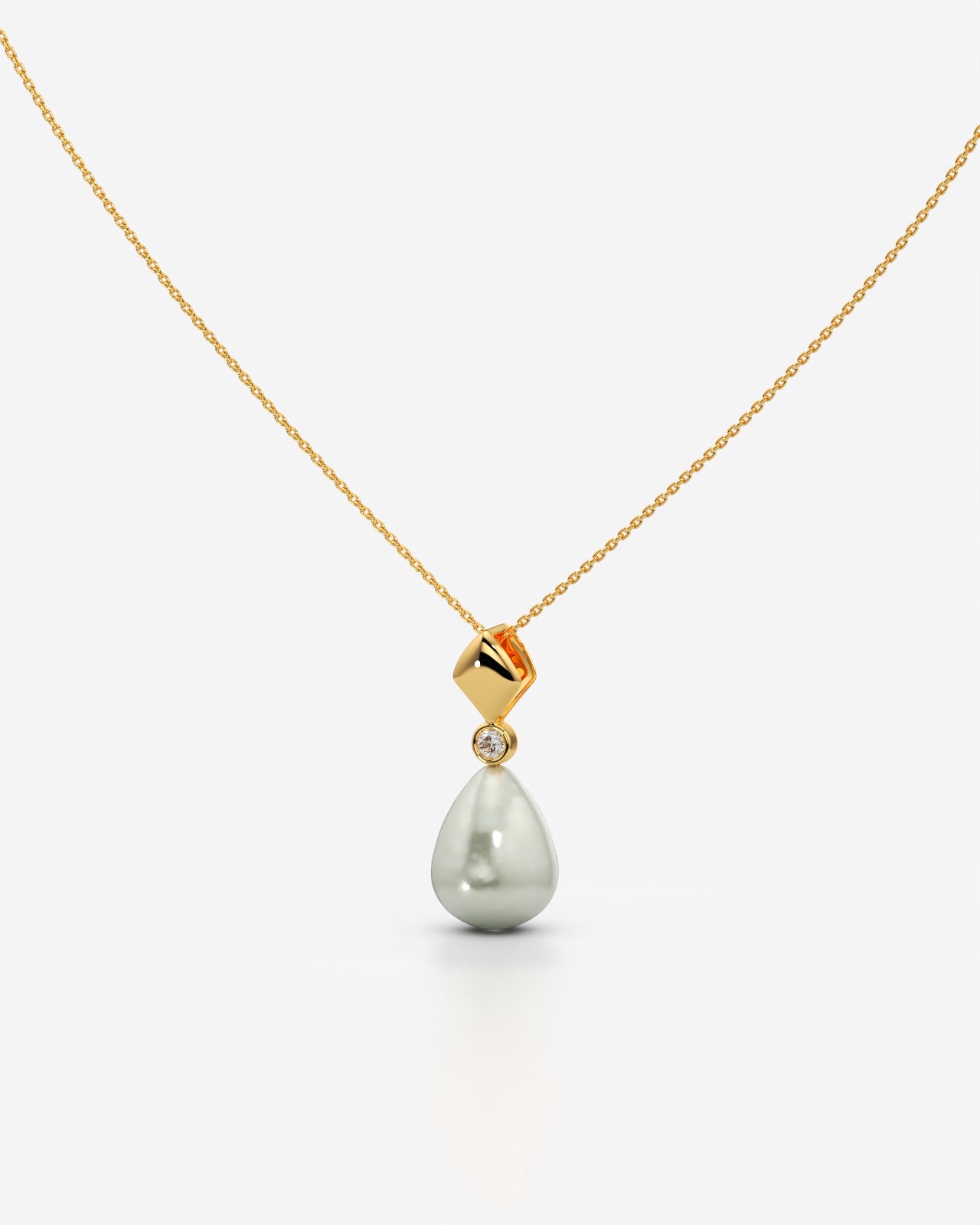 Geometric Pearl Drop Pendant Necklace