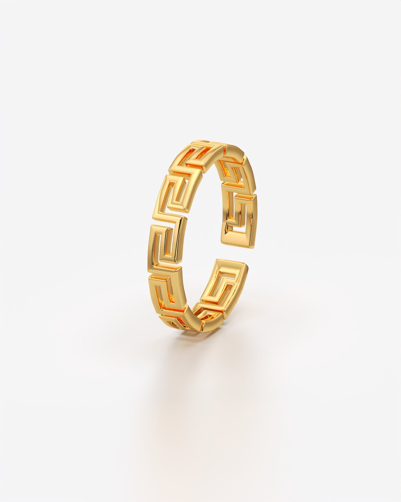 Greek Key Open Band Adjustable Ring