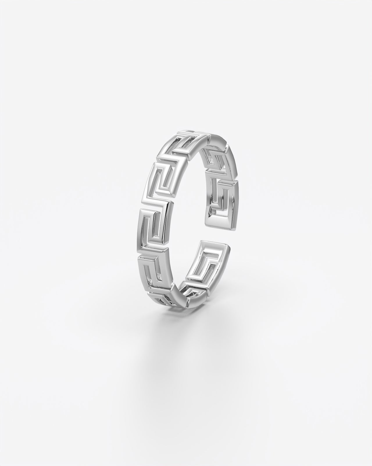 Greek Key Open Band Adjustable Ring