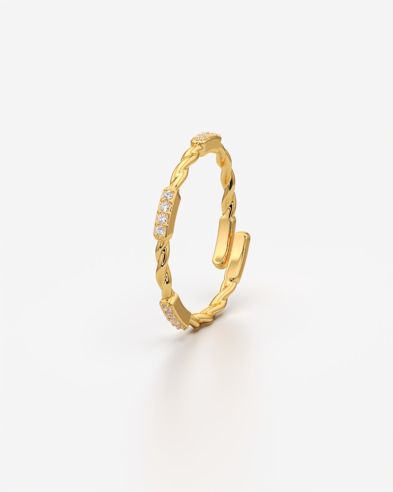 Twisted Pave Diamond Adjustable Open Ring