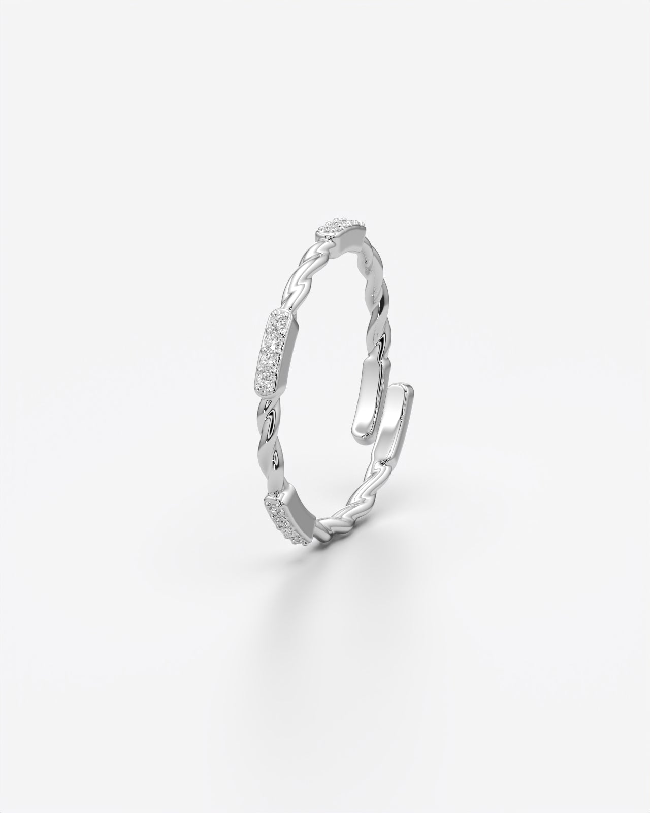 Twisted Pave Diamond Adjustable Open Ring