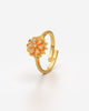 Blooming Flower Adjustable Ring with Crystals