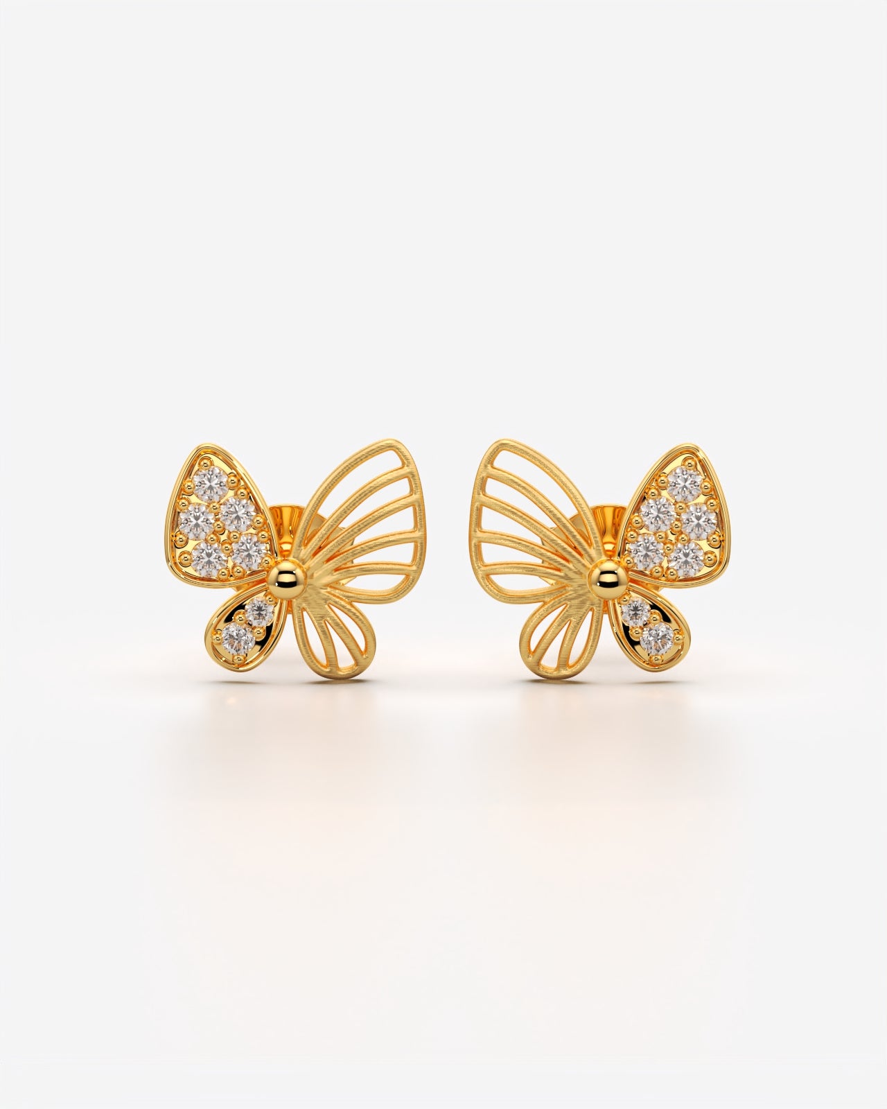 Delicate Butterfly Stud Earrings with Crystals