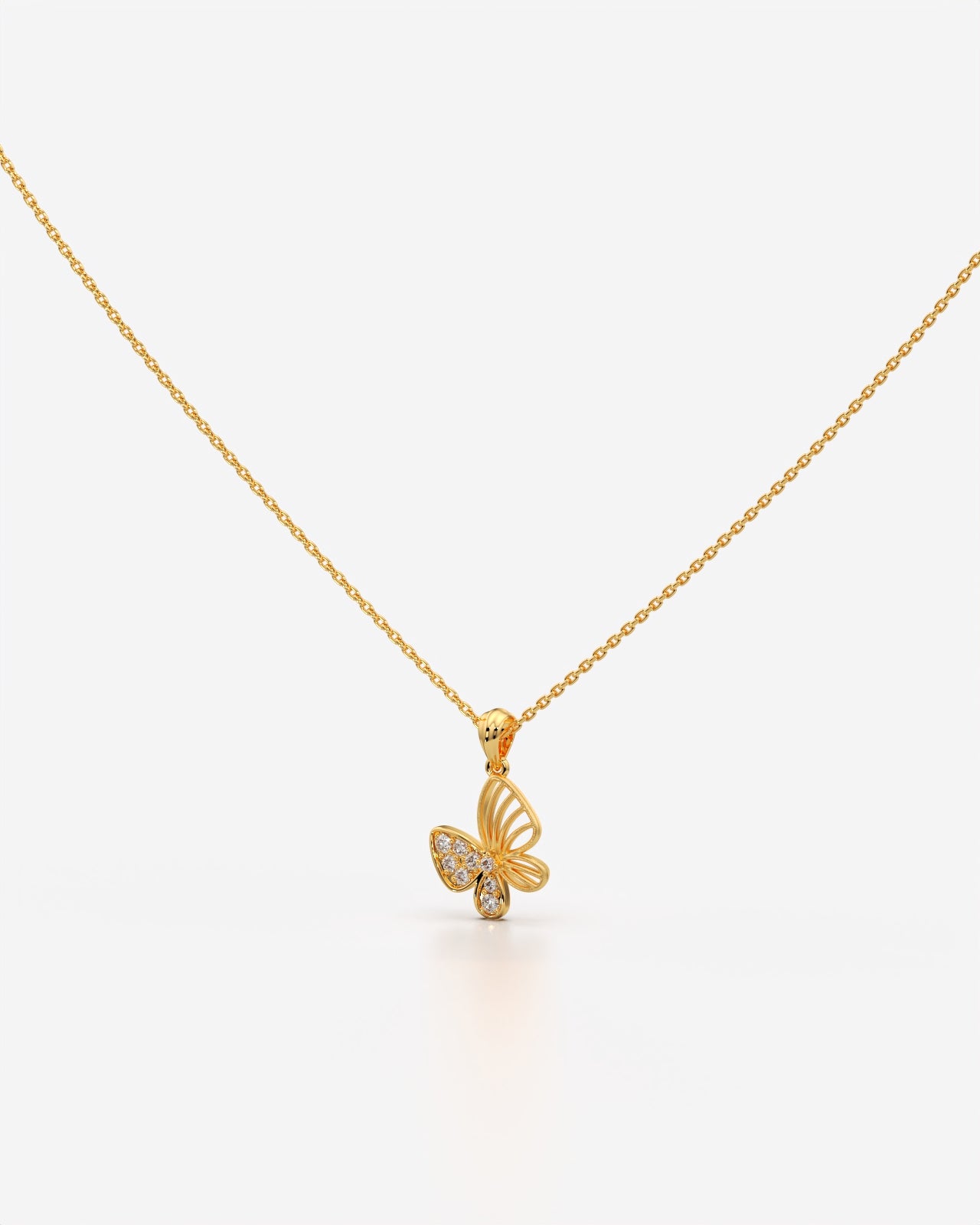 Delicate Butterfly Pendant Necklace with Crystals
