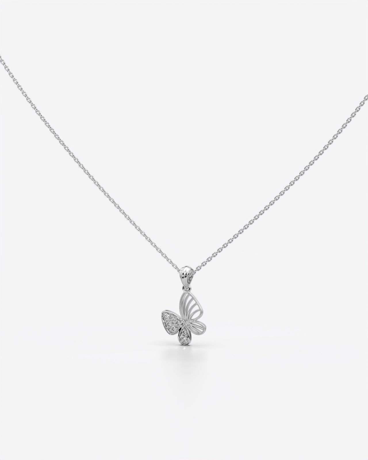 Delicate Butterfly Pendant Necklace with Crystals
